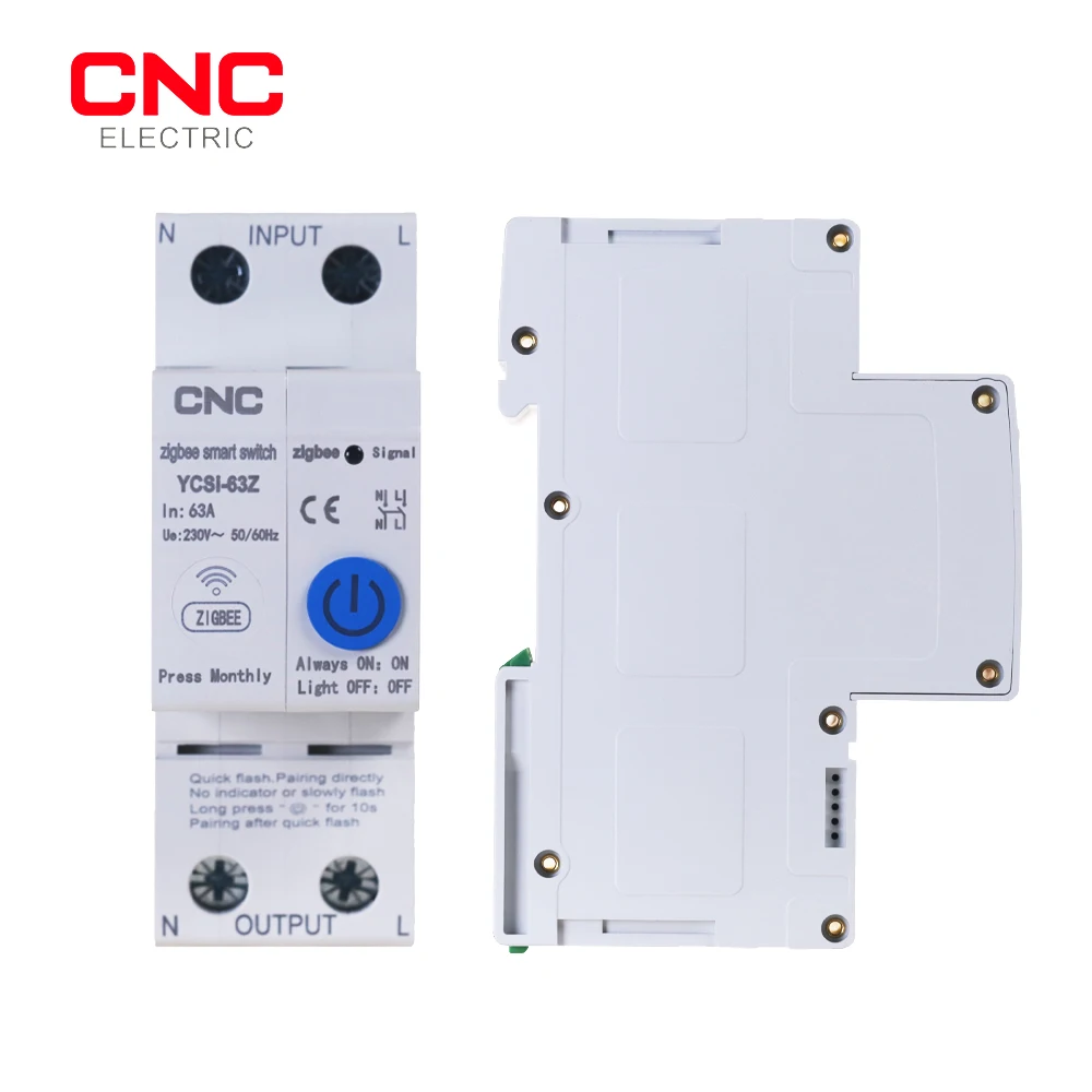 CNC Zigbee 40A/63A WIFI Smart Switch Energy Meter Kwh Metering Monitoring Timer Relay MCB TUYA Smartlife Voltage Current Protect