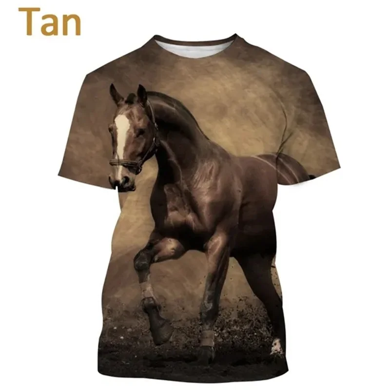 T-Shirt Femme Graphique Imprimé Cheval Col Rond – Manches Courtes Été Décontracté, Tailles S-5XL, Streetwear Fun