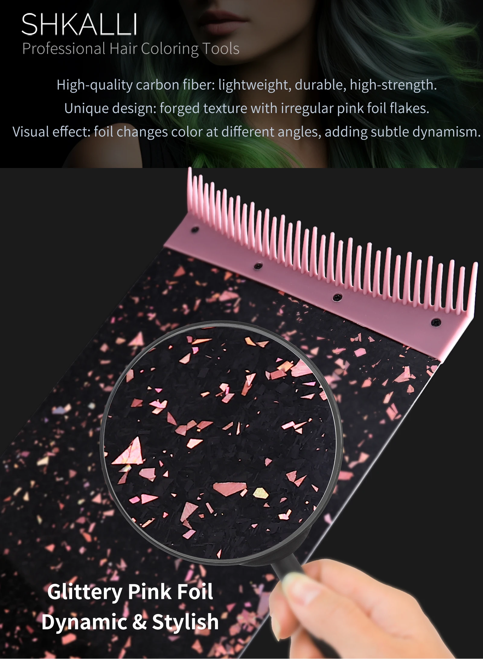 Professionelles Kohlefaser-Highlighting-Board mit Kammzähnen, Haarfärbewerkzeug, Styling-Zubehör für Friseure, Färbemittel – Detail 4