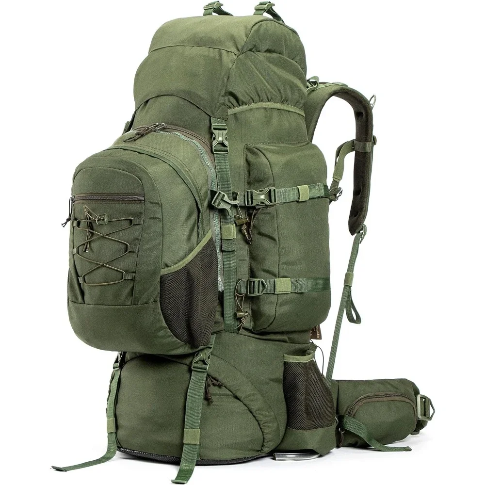 

Colonel Pro Metal Frame Rucksack Front Opening Detachable Bag Rain Cover(105 Litres Army Green) Backpack Camping Travel