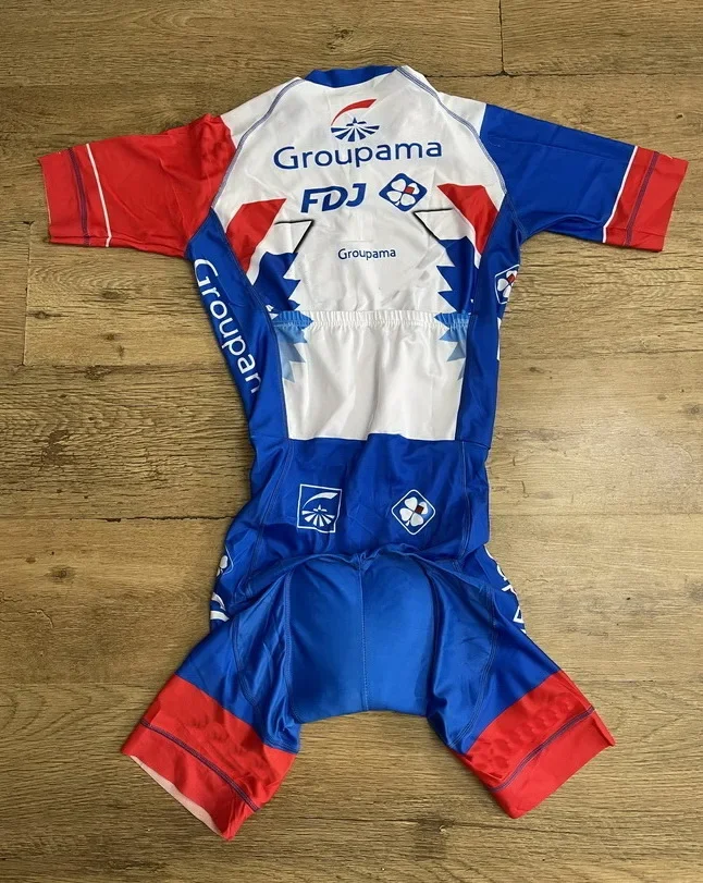 MEN'S CYCLING WEAR CYCLING JERSEY BODY SUIT SKINSUIT WITH LASER CUT 2021 GROUPAMA FDJ  TEAM GEL PAD SIZE XS-4XL