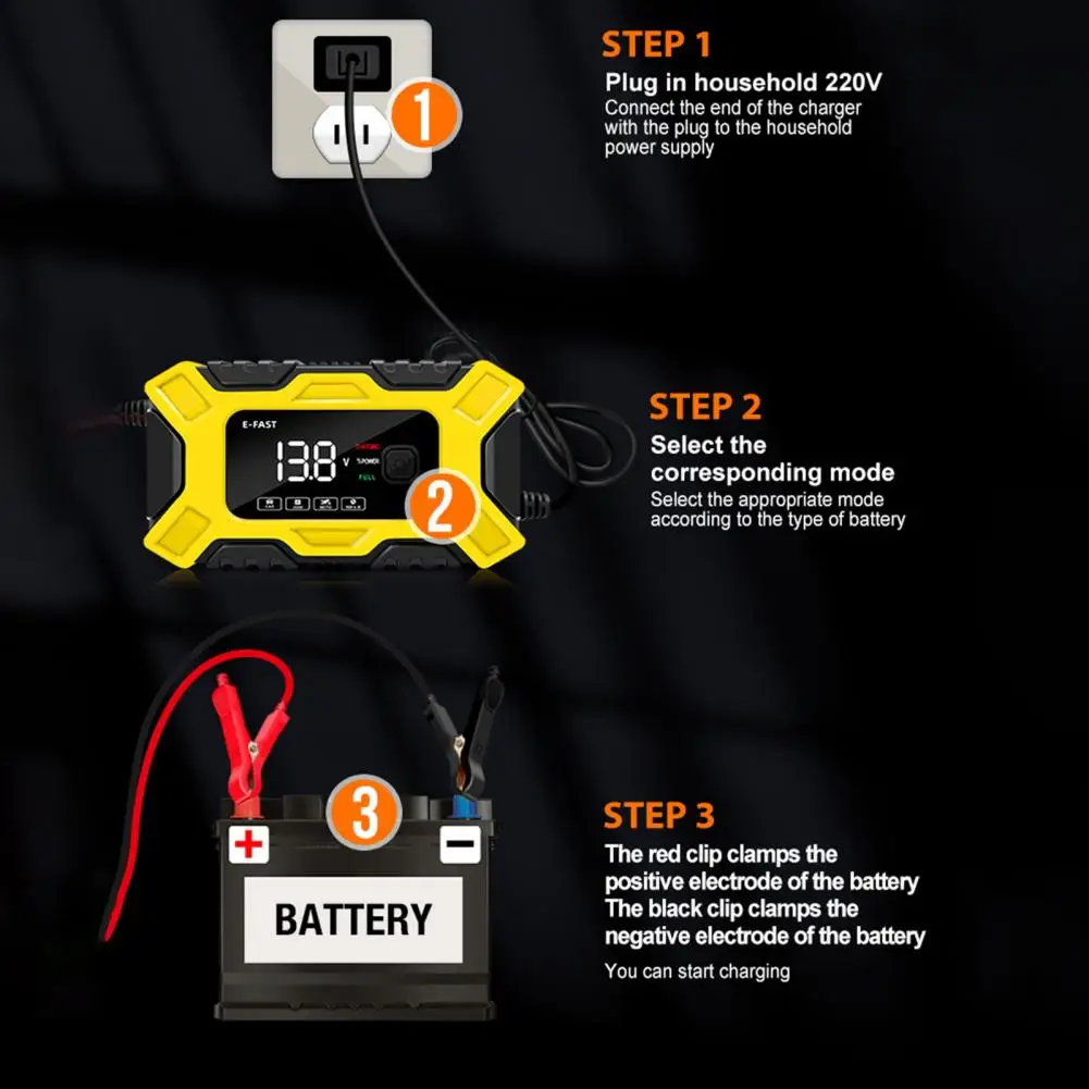 Auto-acculader Veilig overladen Universele 12V motorfietsbatterij Automatische oplader Autoruitrusting