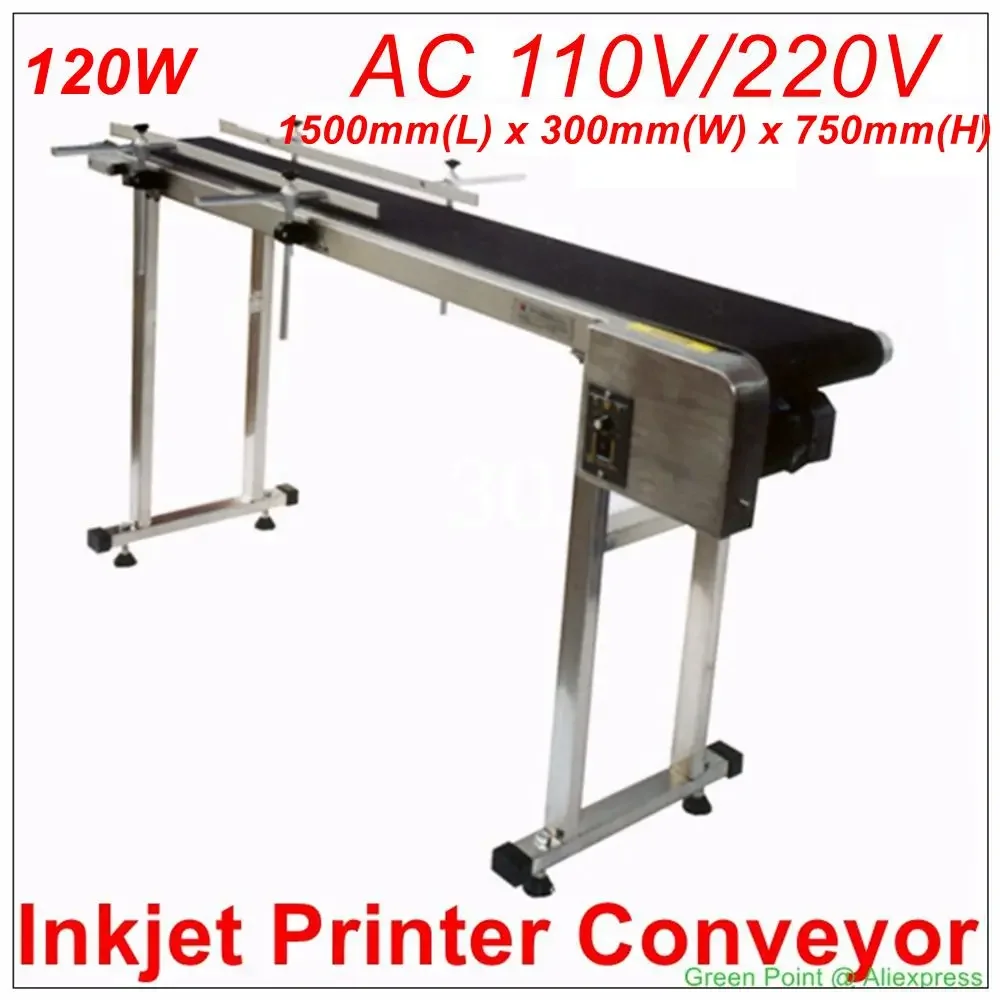 Stainless Steel 120w Inkjet Printer Conveyor Belt Band Carrier With 0-30m/Min Adjustable 250mm Customized Bandwidth AC 110V/220V