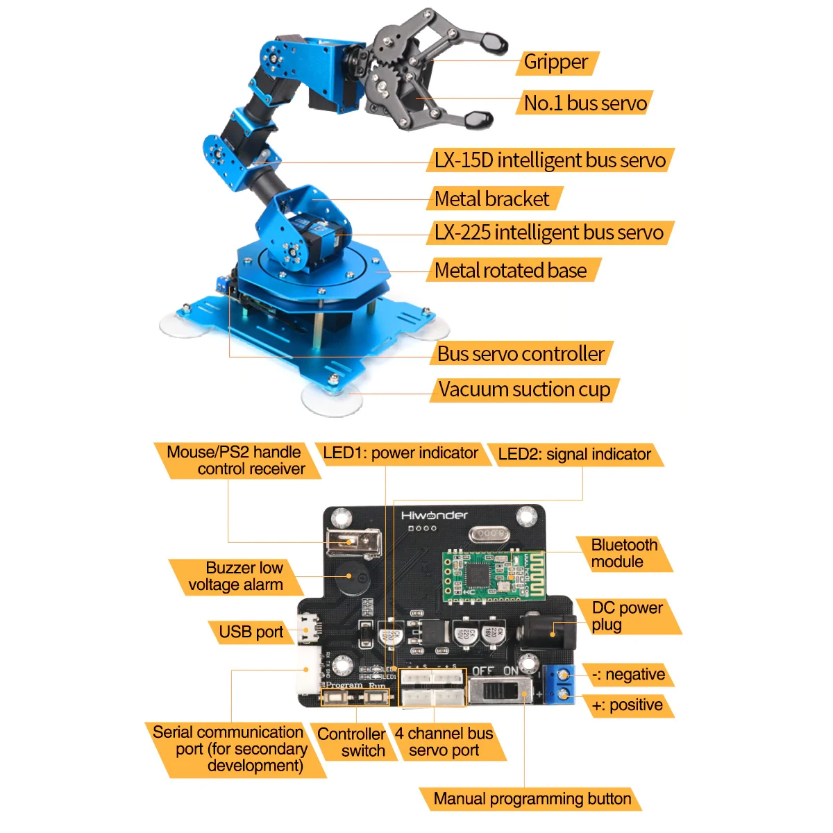 xArm UNO 6DOF Roboterarm, mechanischer Arm (montiert/unmontiert), mit Sekundärentwicklungssensor-Kit für Arduino