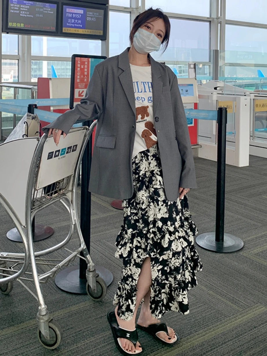 صيف جديد الشيفون نصف طول التنانير للإناث مرونة الخصر خمر الأزهار المطبوعة ألف خط فلوي شارع العليا موضة فيستدوس #2