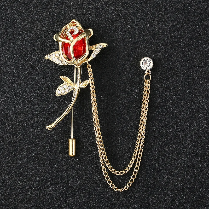Retro Flugzeug Wolf Quaste Kette Brosche Kristall Blume Flügel Tier Anstecknadeln Herren Anzug Hemd Kragen Abzeichen Broschen Schmuck – Detail 4