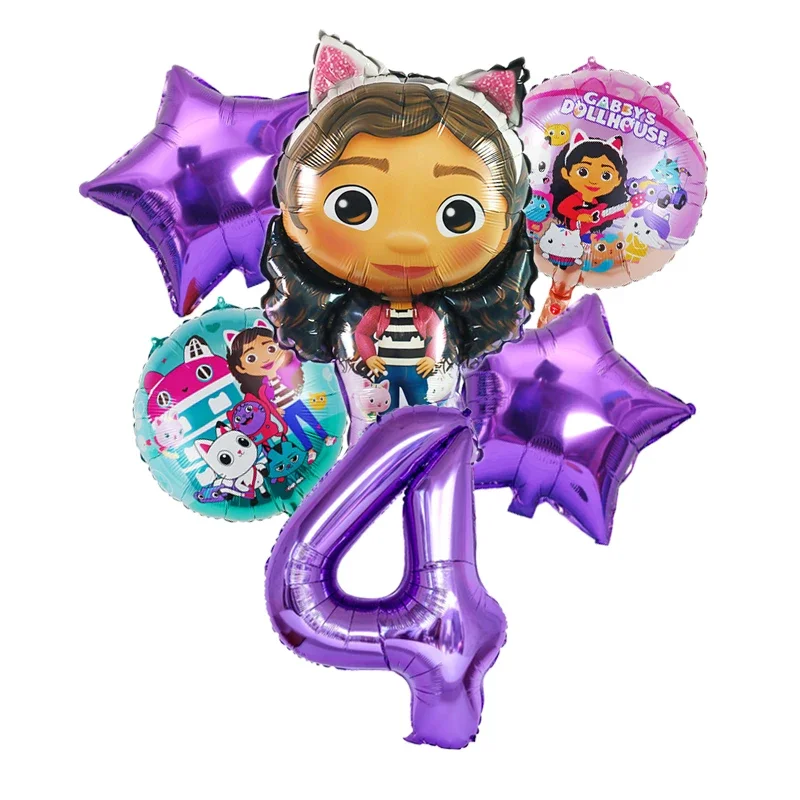 Gabby DollHouse Metallic Balloons Cartoon Girls Birthday Party Decoration Supplies Baby Shower Globos gift