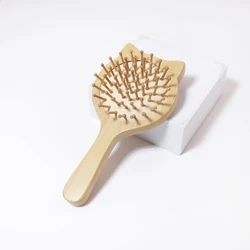 Bamboo Massage Air Cushion Comb, 1PC Cat Ear Shape Shaped Unwinding Wood Paddle Hair Brush