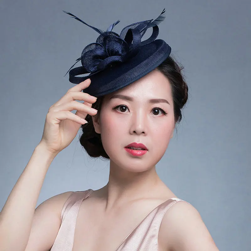 Women Wedding Fascinator Hat Party Church Headpiece Fashion Cocktail Headwear Feather Hair Accessories Pillbox Fascinators