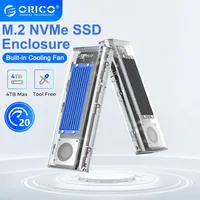 ORICO 20Gbps M.2 NVMe SSD Case M2 NVME SSD Enclosure with Cooling Fan USB 3.2 Thunderbolt 4 NVME Adapter Tool Free for Pc Laptop