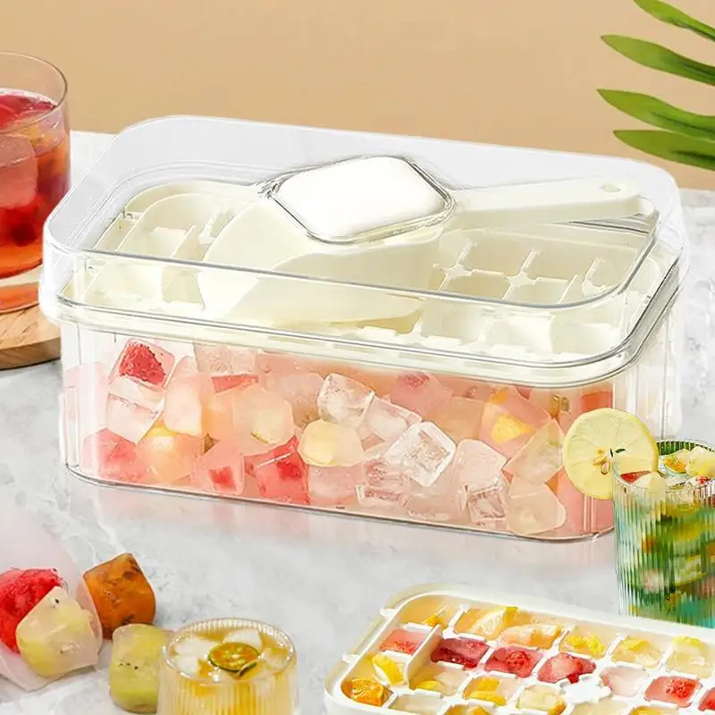 Cube Ice Maker Mold Easy-Release Freezer Ice Maker Tray Refrigerator Chilling Cube Molds For Cocktails Whiskey Cold Drinks