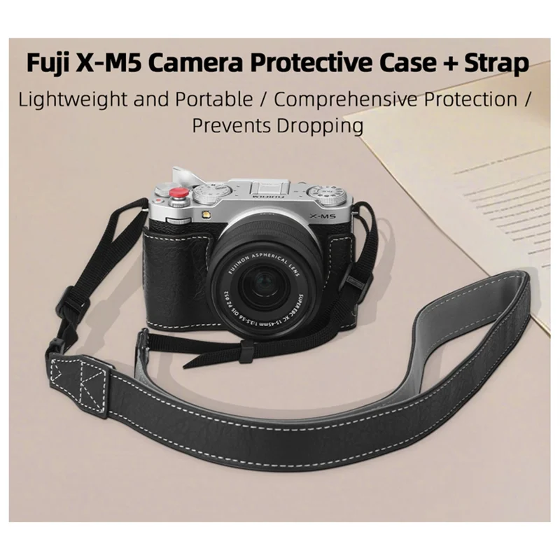 

A97I-для камеры Fuji X-M5, защитный кожаный чехол для сумки для камеры Fuji, плечевой ремень, ремешок, аксессуары