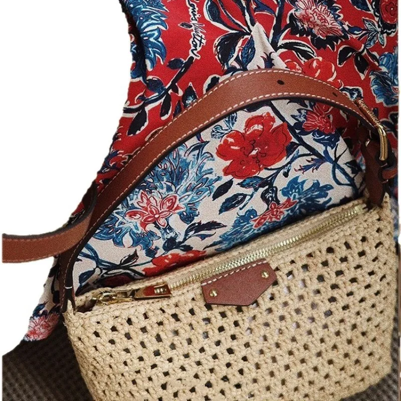 Women's Summer Boho Woven Shoulder Bag - Chunky Crochet Hollow Design - Laid-back Beach Resort Vacation Tote Handbag