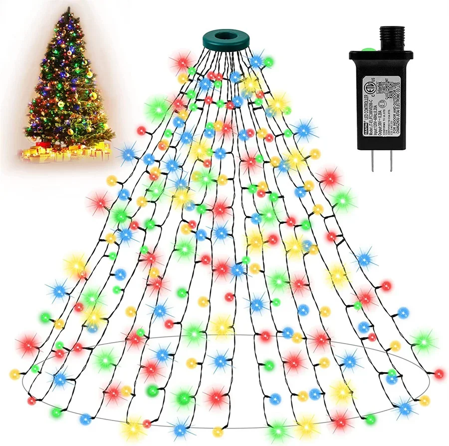 

400 LED Christmas Tree Waterfall Lights Outdoor 2M 16 Strand Waterfall String Light Tree Fairy Garland Light for Wedding Decor