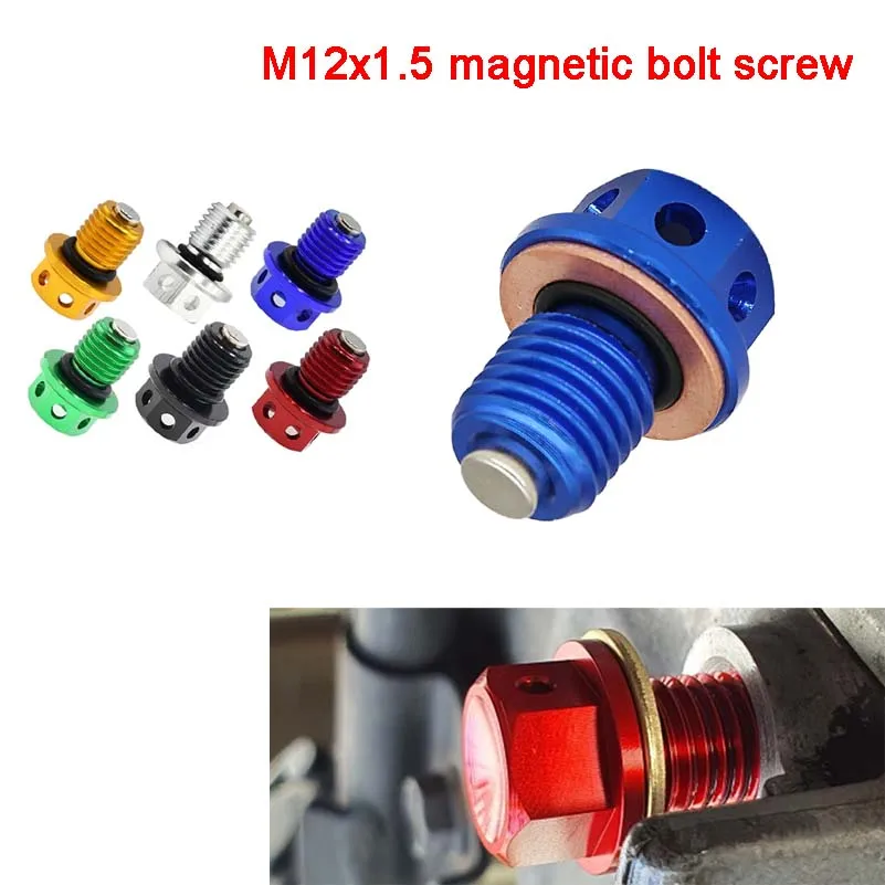 Bouchon de vidange d'huile magnétique M12x1.5, boulon de vidange d'huile adapté aux motos tout-terrain, vis à rainure d'huile