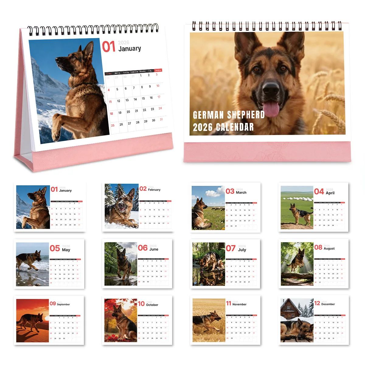 1 قطعة تقويم مكتبي أنيق على شكل الراعي الألماني لمكاتب المنزل والمكتب مناسبة لعشاق الكلاب هدية مثالية لعام 2026 للعام الجديد #1
