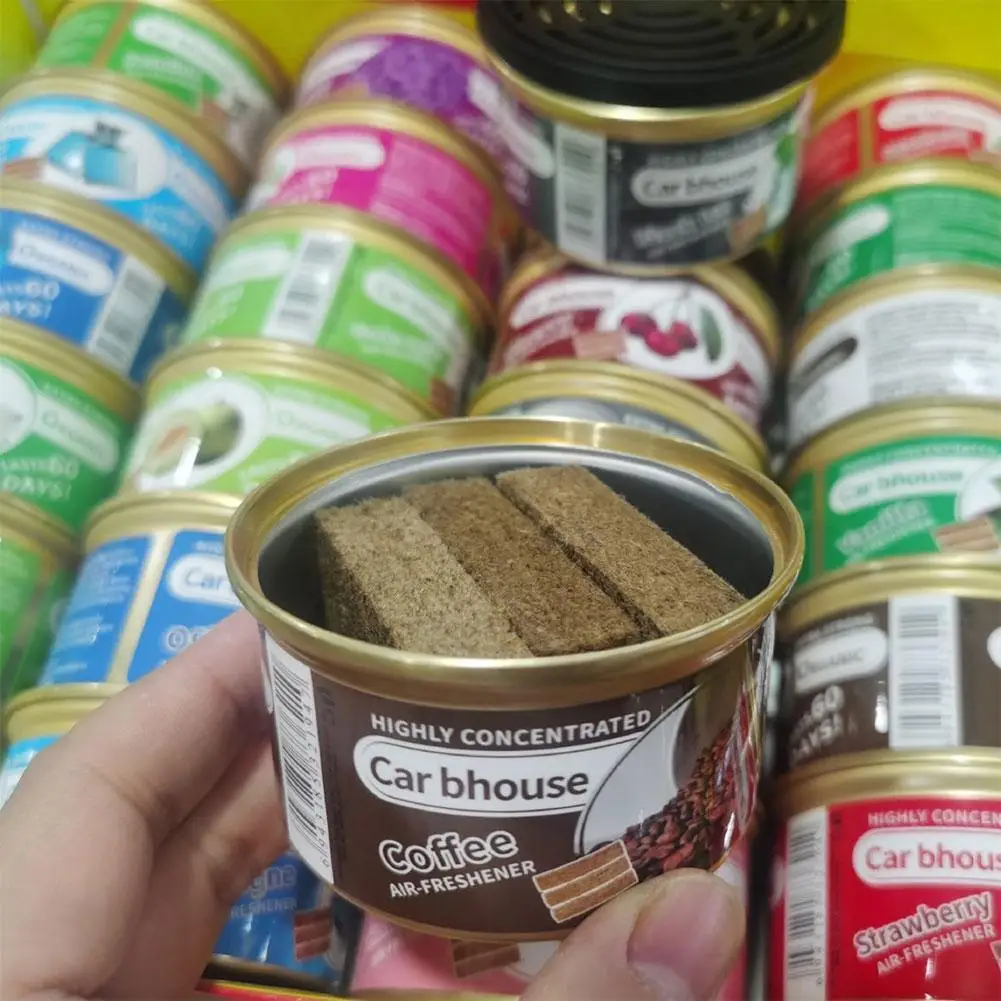 Car Aromatherapy Wooden Blocks Canned Shaped Deodorizing Fiber Air Freshener Cologne Coffee Jasmine Flavor Car Solid Fragrance