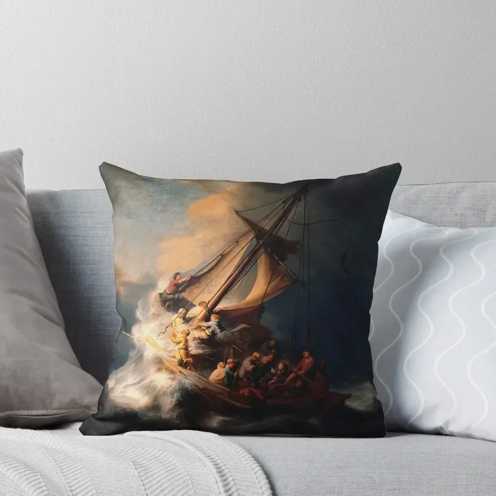 The Storm on the Sea of Galilee, by Rembrandt Throw Pillow Sofa Pillow Cover anime girl pillow