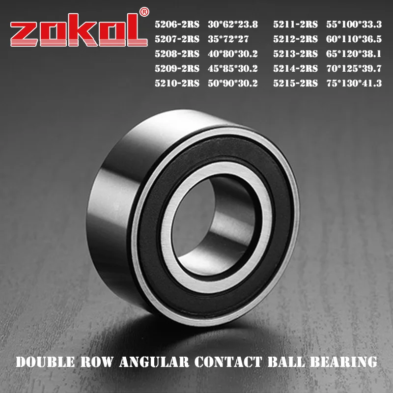 

ZOKOL High speed 5207 5208 5209 5210 5211 5212 5213 5214 5306 5307 5308 5309 5310 RZ RS double row angular contact ball bearing
