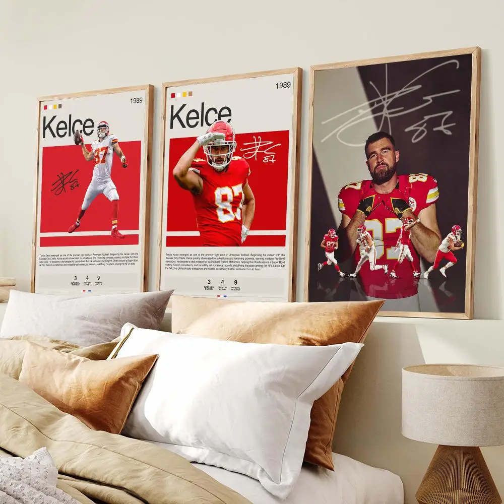 Football Player T-Travis Kelce Poster PP Wall Decor Posters Celebrity Art Prints Aesthetic Wall Art Bedroom Office Home Gift