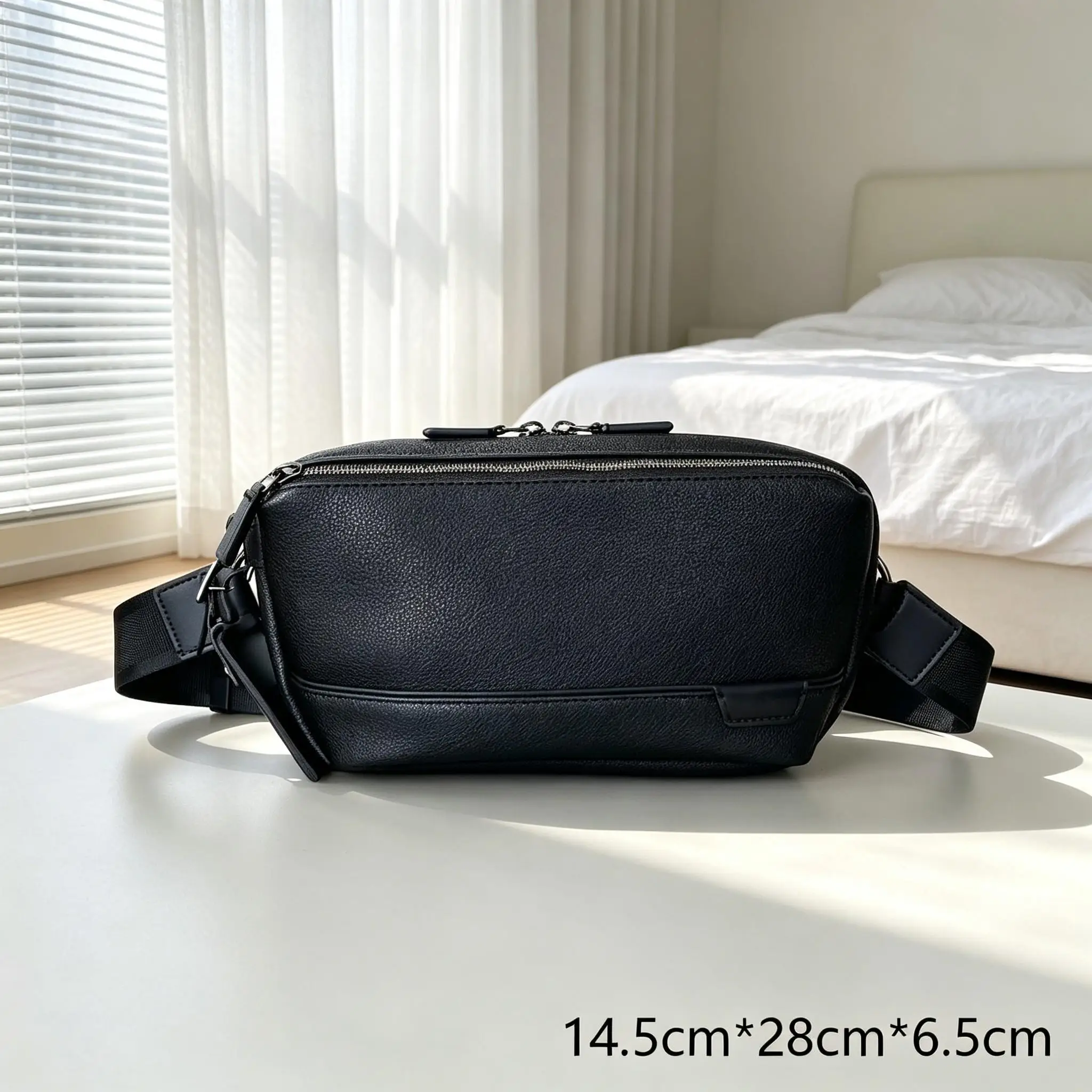 Men’s Stylish Business Leather Waist Bag, Crossbody Chest Sling Pack