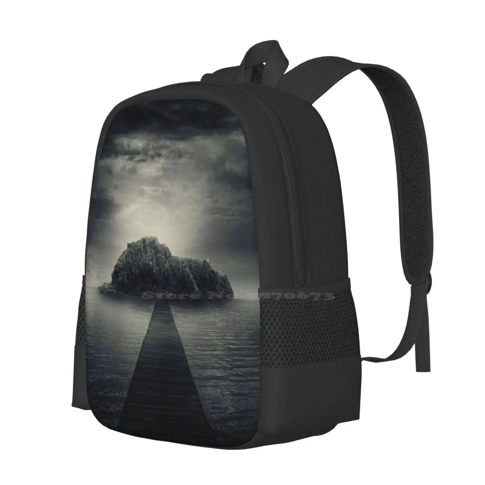 .Mountain. Hot Sale Schoolbag Backpack Fashion Bags Mountain Hill Sea Water Beach Jetty Bridge Clouds Dream Surreal Ocean Fine