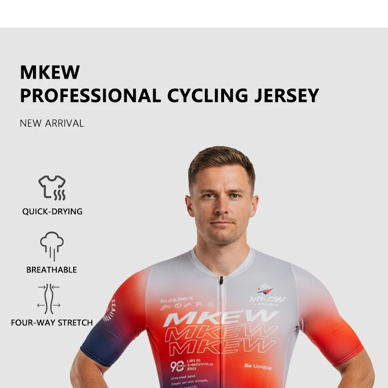 MKEW Kurzarm-Fahrradtrikot für Herren, Sommer-Rennradtrikot, Kleidung für Männer, MTB-Mountainbike-Sportbekleidung, Herrenbekleidung – Detail 1