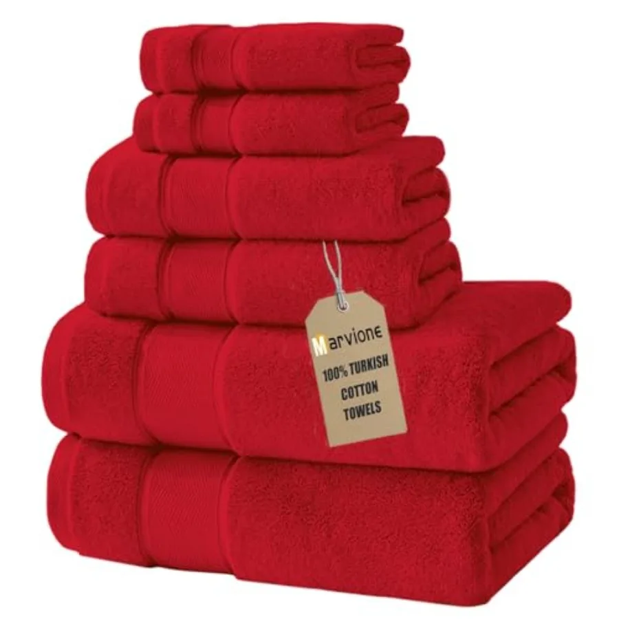 

Bath Towels Set 6 Pcs, 100% Turkish Cotton Highly Absorbent and Soft Towels for Bathroom 2 Bath Towels 2 Hand Towels 2 Washclot