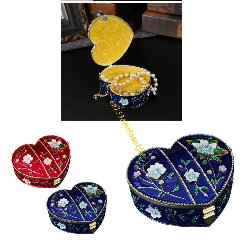 

Heart Themed Travel Jewelry Box Alloy Jewelry Storage Case 066C