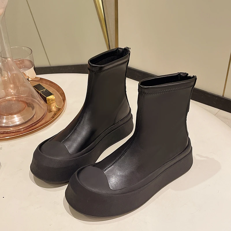 

Elastic Boots Platform Socks Shoes 2025 Autumn and Winter Street Fashion Rear Zipper Short Boots Socks Boots
