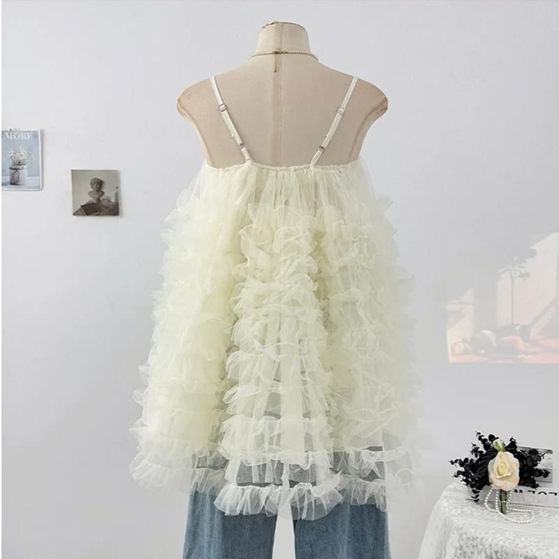 Vestido feminino sem mangas em camadas doce fada malha elegante rosa roxo azul preto babado festa vestido de baile curto mini vestido deslizante