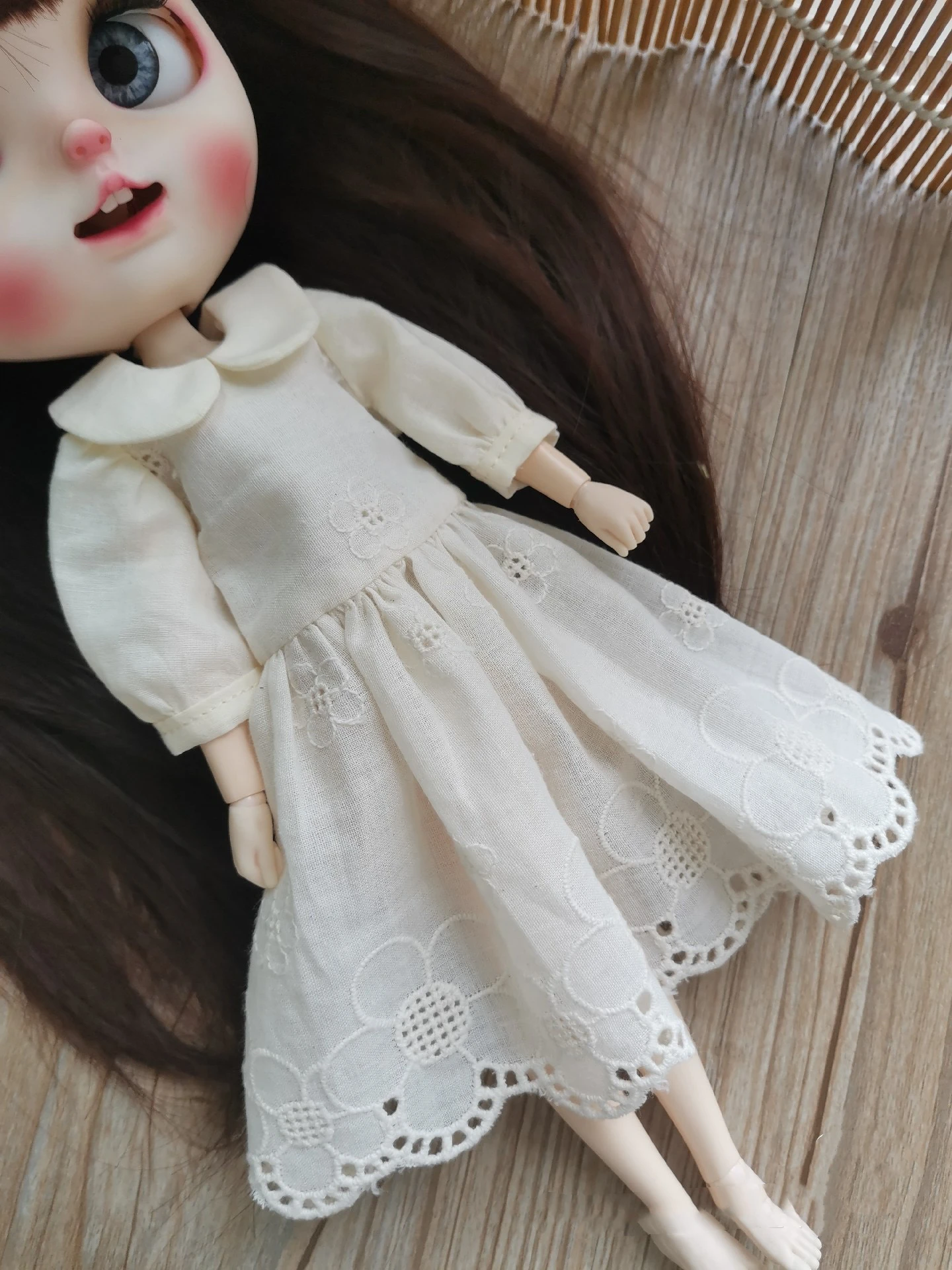 Dula Doll Clothes Gray embroidery skirt Blythe Qbaby ob24 ob22 Monster Baby Holala Azone Licca ICY JerryB 1/6 Bjd Doll