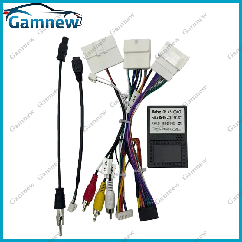 Car 16pin Wiring Harness Adapter Canbus Box Decoder Android Radio Power Cable For Benz Smart High End 2015-2018