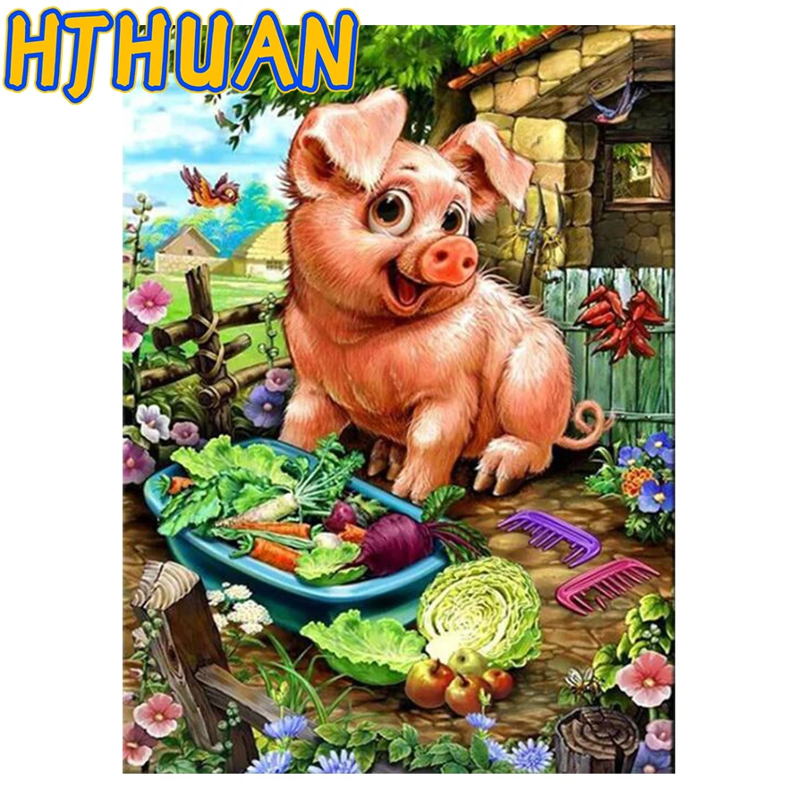 

full square round diamond painting Fantasy Pigs 3d pictures for embroidery round diamond mosaic Cartoons Animal Home decoration,