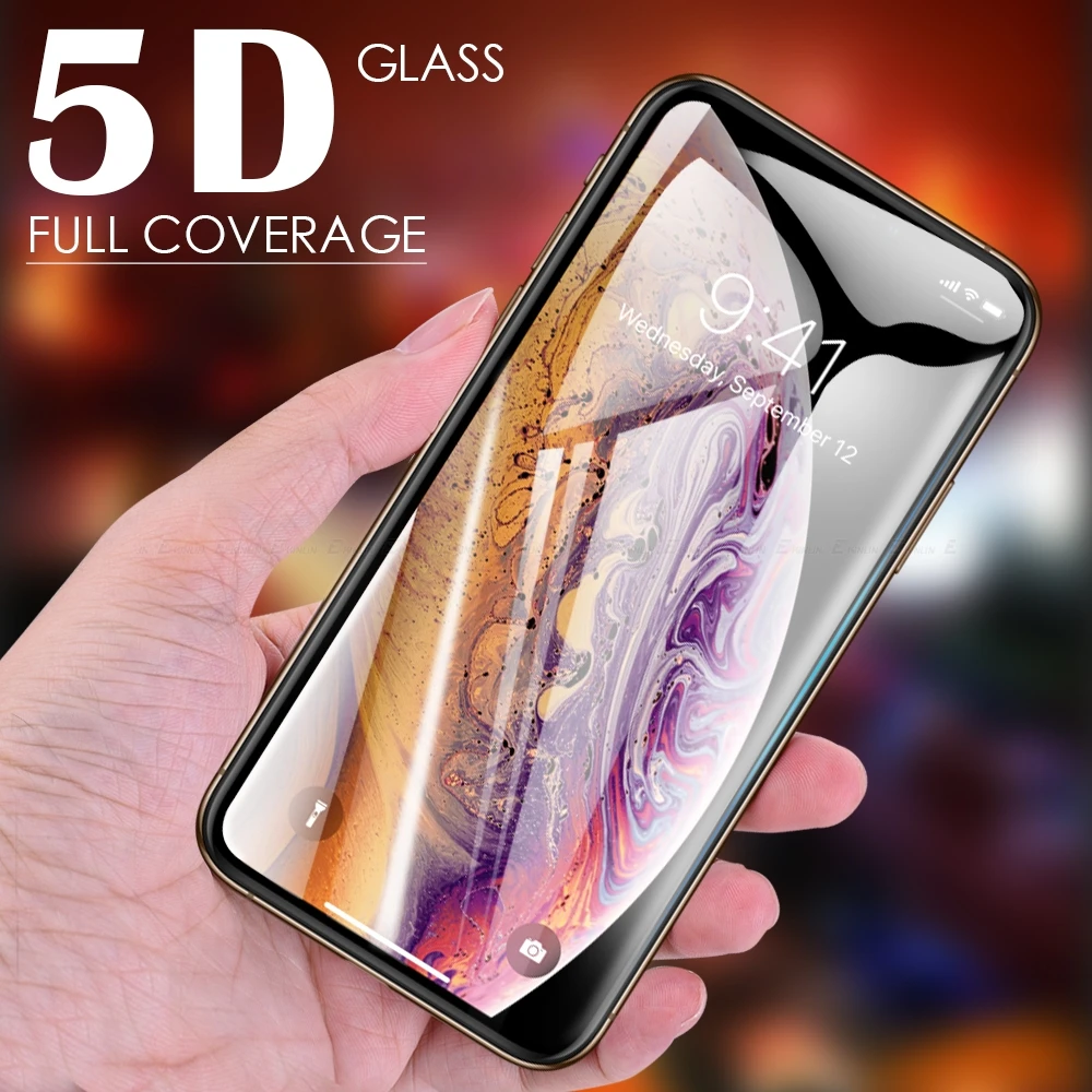 5D Curved Full Cover Tempered Glass Film For iPhone 15 14 13 12 mini 11 Pro XS Max SE 2022 XR X 6 6S 7 8 Plus Screen Protector