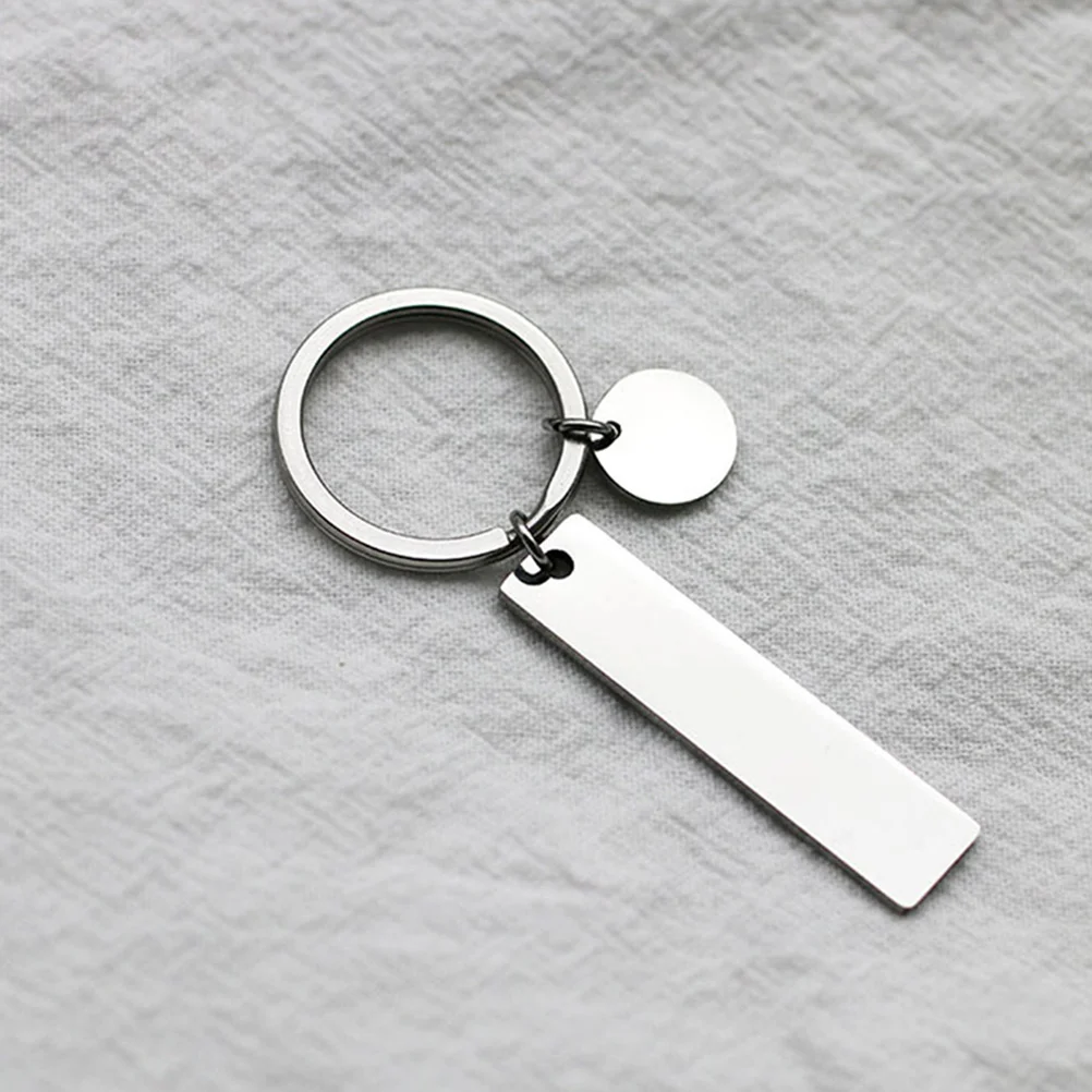5 Pcs Stainless Steel Round Tag Rectangular Metal Keychain Jewelry Pendant Lettering (silver) 5pcs Supply Keychains