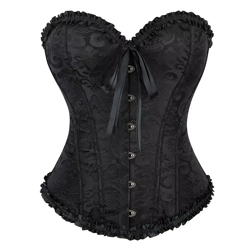 European and American court style corset jacquard lace back strap adjustable waist molding belly supporting bone shapewear