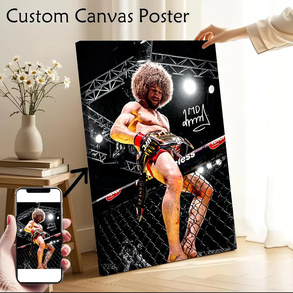 Affiche de champion de MMA Merab Dvalishvili, peinture sur toile imprimée personnalisable pour photos, art mural, articles de décoration intérieure, Wand Deko Arts