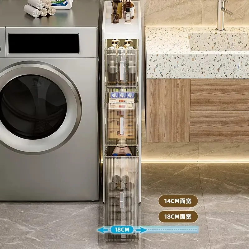 No-installation Bathroom Ultra-narrow Slit Side Storage Cabinet, Toilet Storage Cabinet, Bathroom Slit Cabinet, Toilet Side