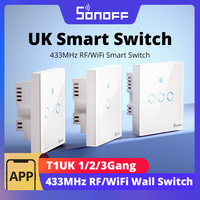 SONOFF UK 433MHz RF WiFi Smart Wall Switch Smart Scene Remote Voice Control via eWeLink Compatible with Alexa Google 1/2/3 Gang