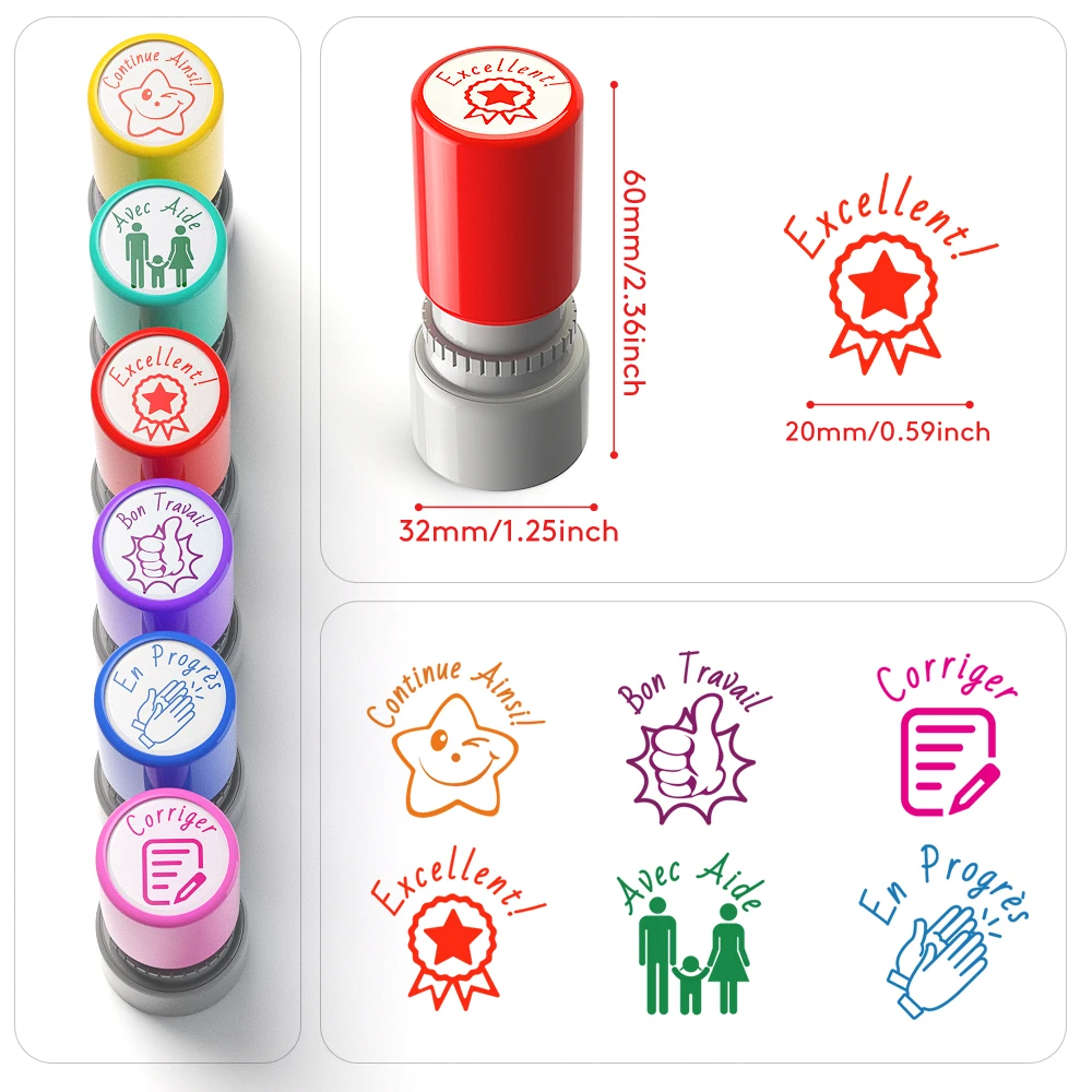 6 Teacher seals, Commendation Seal, Award Seal, Teacher Evaluation Award Seal, Cartoon color seal, transparent storage box for t