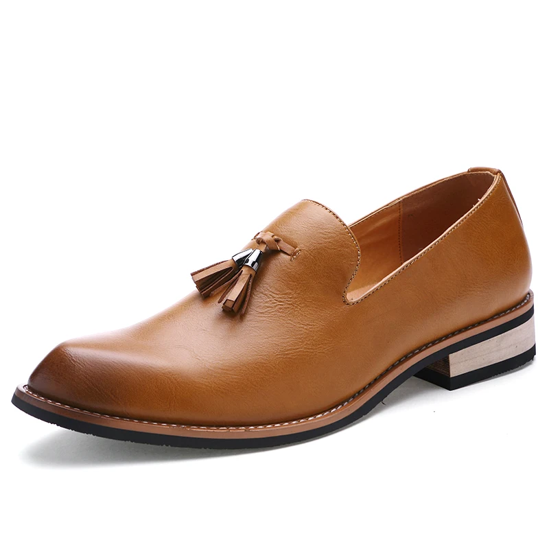 

Luxury Men Leather Oxfords Shoes Fringe Business Shoes Fashion Pointed Men's Dress Shoes Handcrafted Men Driving Shoes Size 46