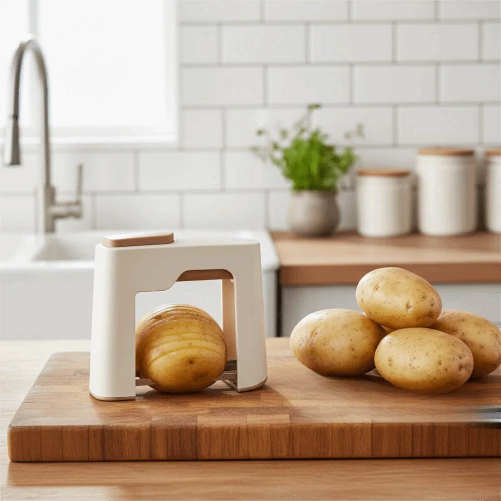 Multi-functional U Shape Handle Potato Slicer Standardized Slices Efficient Potato Shredder Press Type Fruit Cutter Food Stall