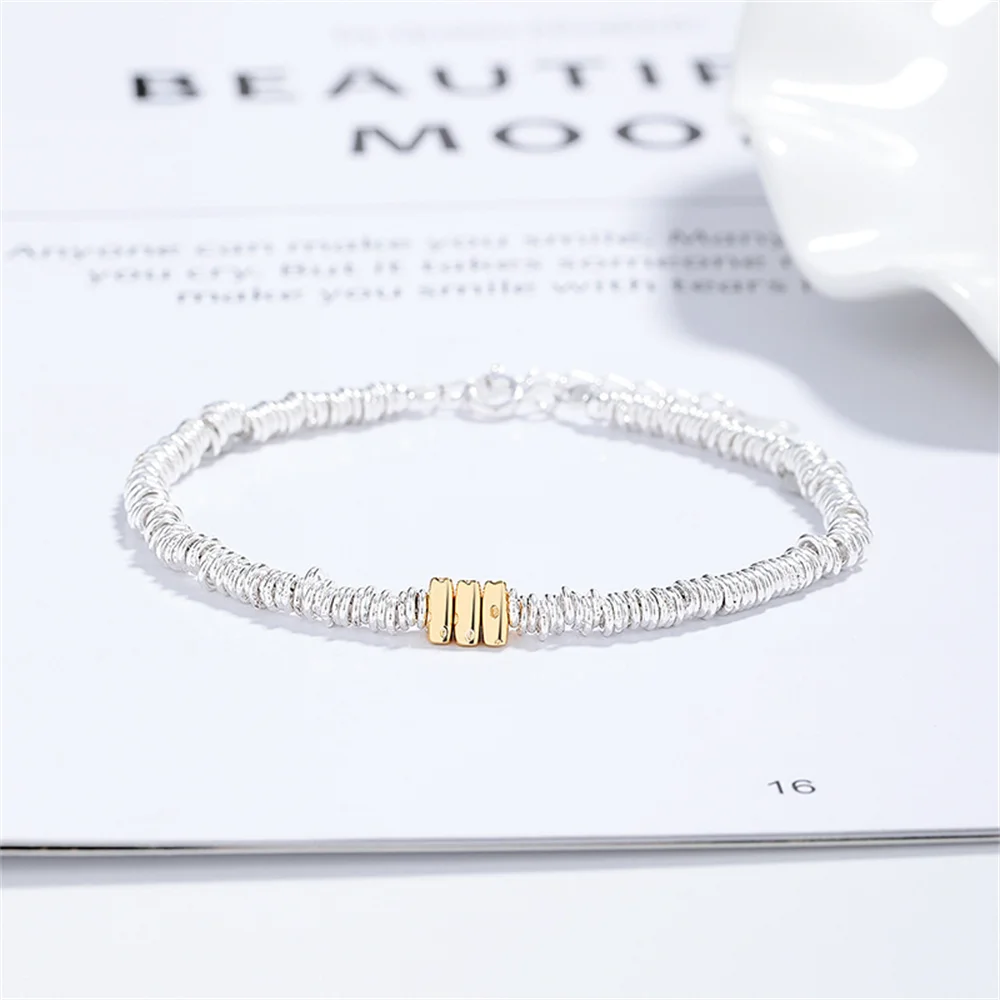 

925 Silver Circle Broken Silver Bracelet, Korean INS Style, Niche Women's Jewelry