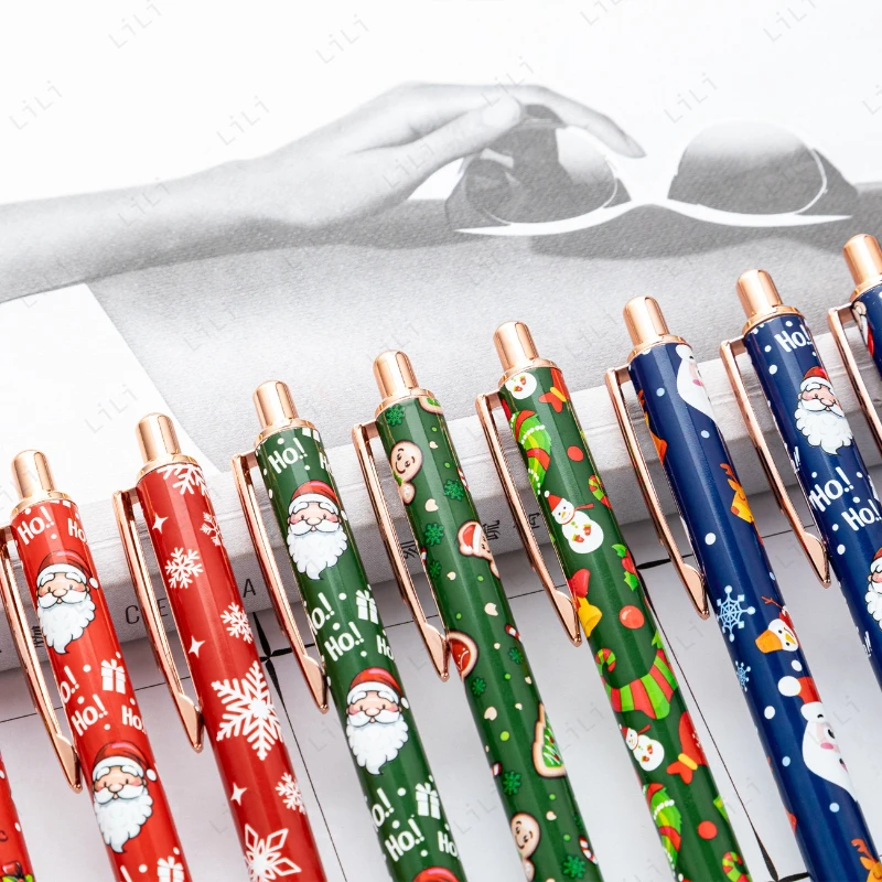 

Рождественская серия, шариковая ручка с металлической текстурой, милая мультяшная рождественская подарочная ручка, шариковая ручка 1,0 мм, которую можно прессовать