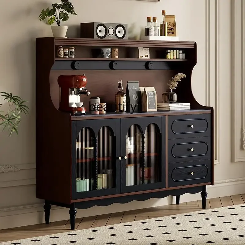 

Medieval style pure solid wood dining side cabinet French retro dining room kitchen cabinet locker ash wood