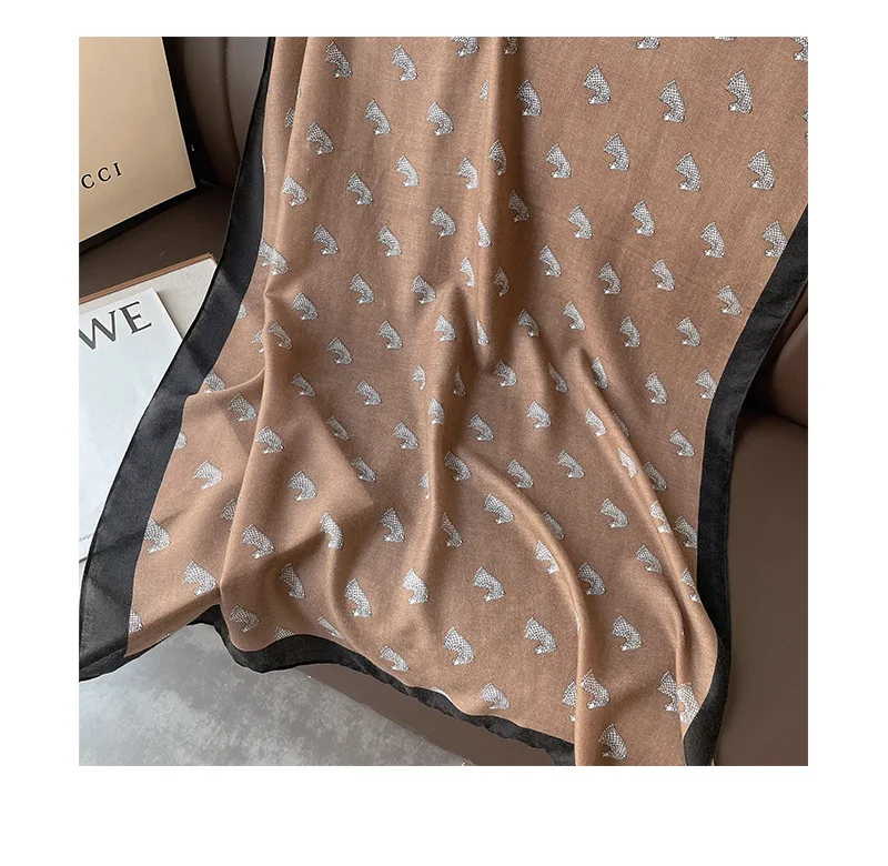 2023 Spring and Summer Luxury Brown Ladies Wild Leopard Scarf Female Long Scarf Shawl Thin Brown Fashionable Scarf Long Shawl