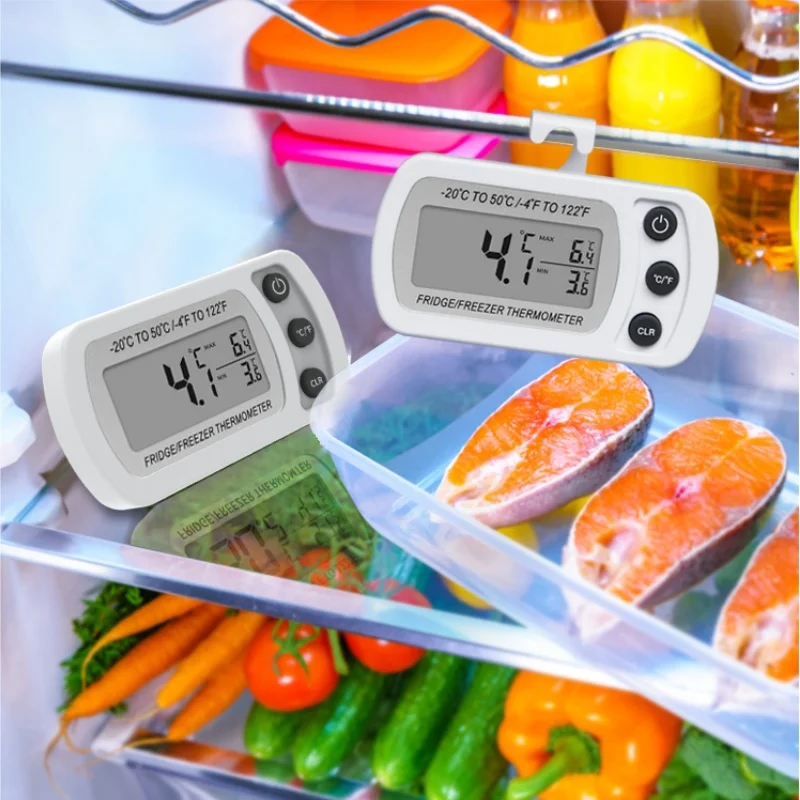 Fridge Thermometer with Hook 1-10pcs Anti-Humidity, Refrigerator/Freezer Electric LCD Display Digital Temperature Monitor