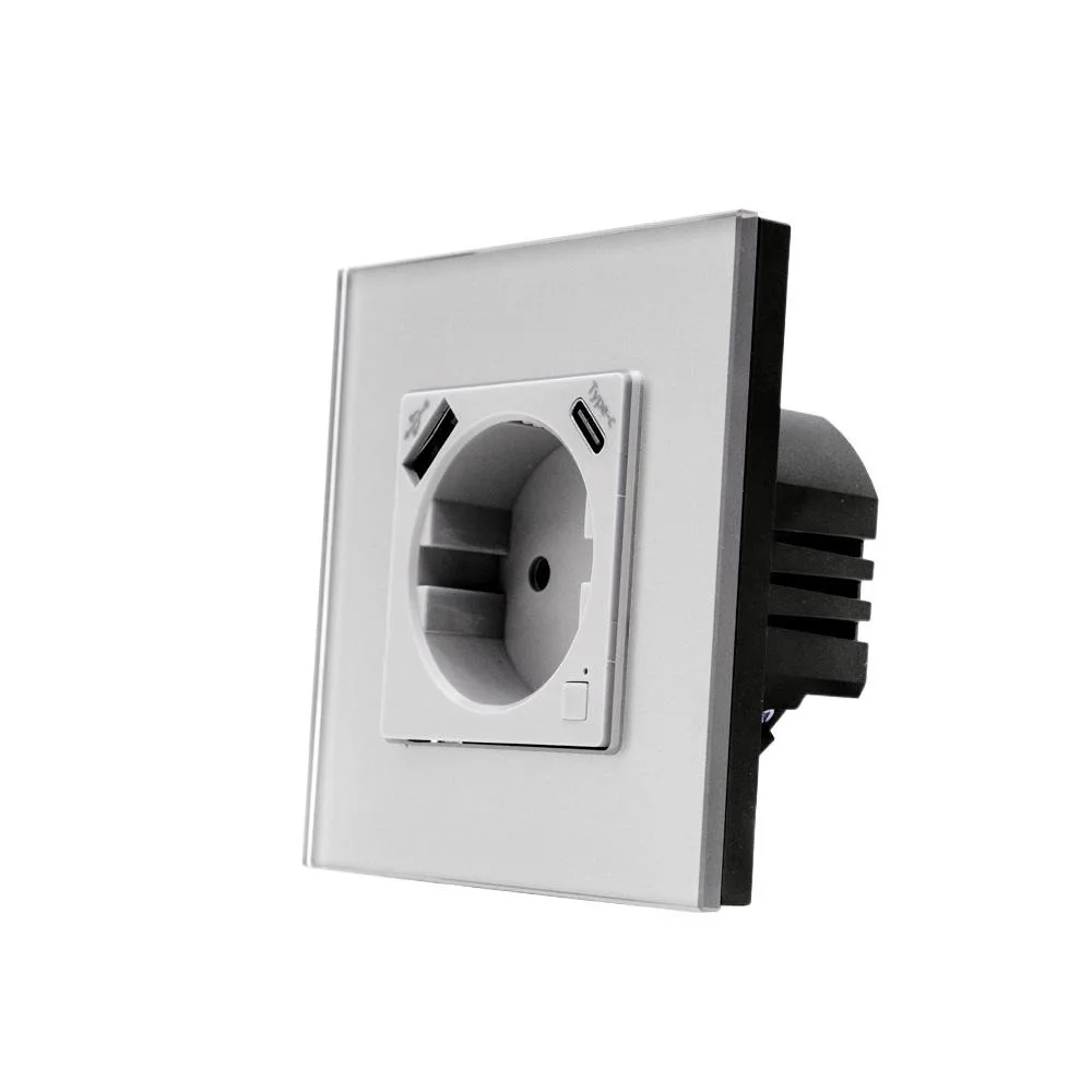 1PC Tuya Type-C WiFi Smart Wall Socket Power Monitor USB EU Plug Outlet APP Wireless Remote Control Work with Alexa Google Home