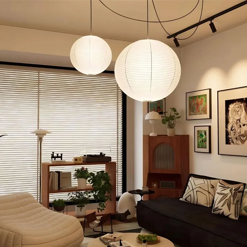 Noguchi Rice Paper Pendant Light for Home Decor Minimalist Japanese Paper Hanging Lamps for Living Room Home Decor Hanging Light